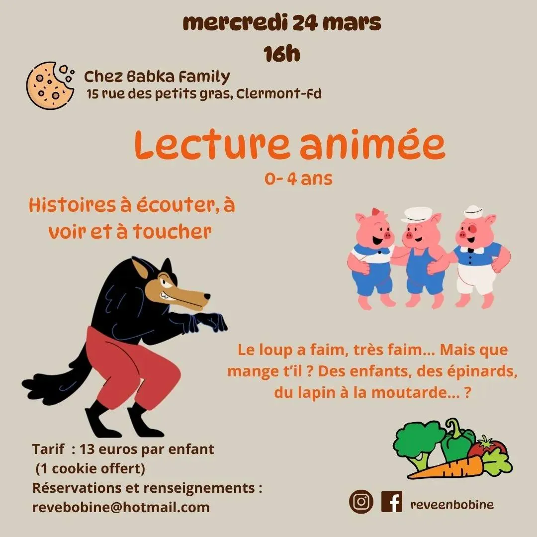 Affiche de racontée-spectacle pour enfants, Rêve en Bobine — Puy-de-Dôme