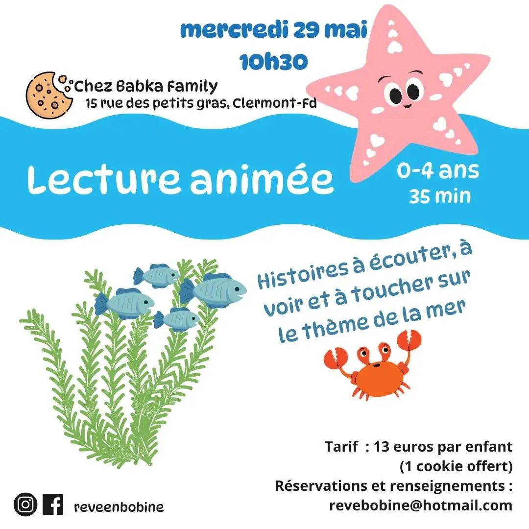 Affiche de racontée-spectacle pour enfants, Rêve en Bobine — Puy-de-Dôme