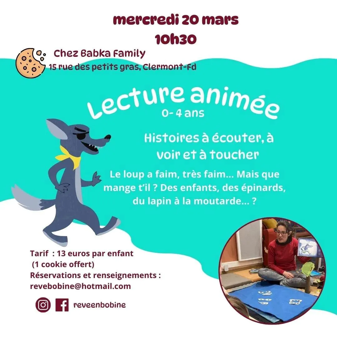 Affiche de racontée-spectacle pour enfants, Rêve en Bobine — Puy-de-Dôme