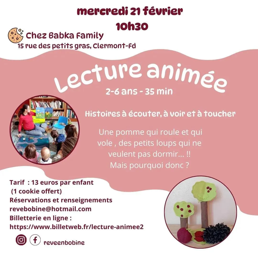 Affiche de racontée-spectacle pour enfants, Rêve en Bobine — Puy-de-Dôme